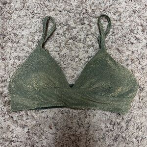 aerie Sparkly Green Triangle Bikini Top